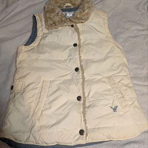American Eagle Button Up Vest with Fur Collar